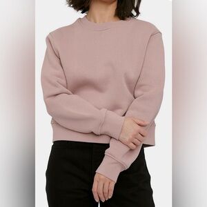 Organic Basics Heavy Cotton Cropped Crewneck Sweater, Dusty Rose, sz XL